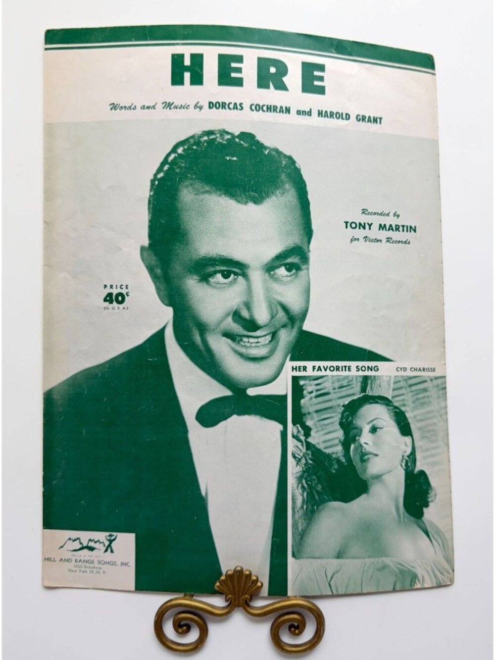 Here Vintage Sheet Music Tony Martin Dorcas Cochran Harold Grant 1954